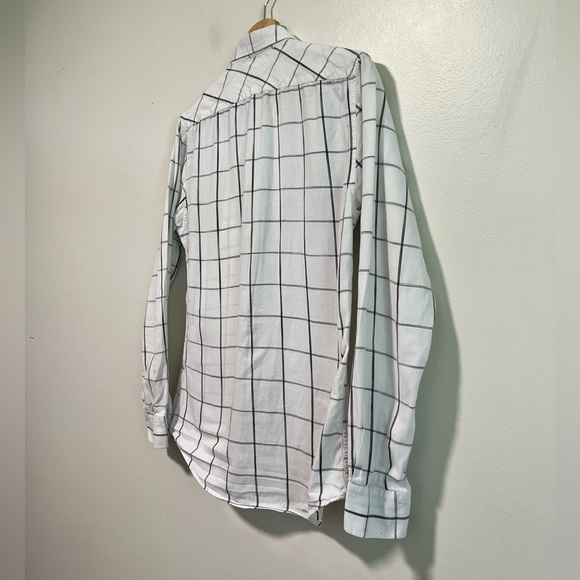 Zara Man Slim Fit White & Black Grid Plaid Button-Down Shirt Size M - Picture 5 of 8